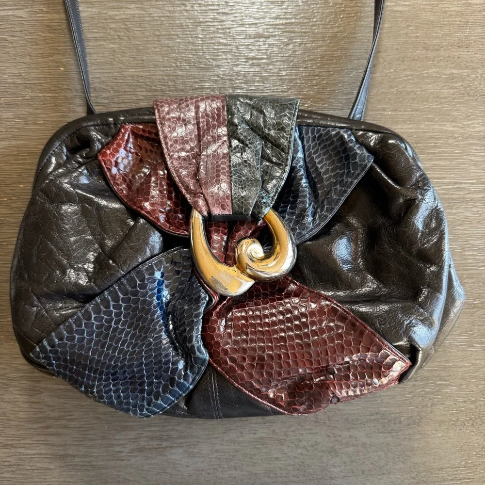 Sharif Vintage Black Patchwork Leather Crossbody Purse Bag